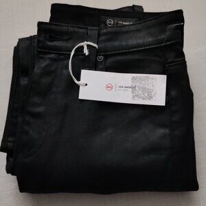 AG Adriano Goldschmied Farrah High Rise Skinny Jeans Coated Black Waxed Size 25